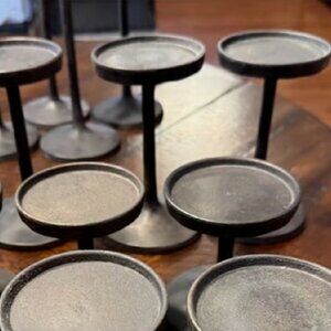 LN 6” H Medium Pottery Barn Bronze Rustic Candlestick | Holds 3” Pillar Candle